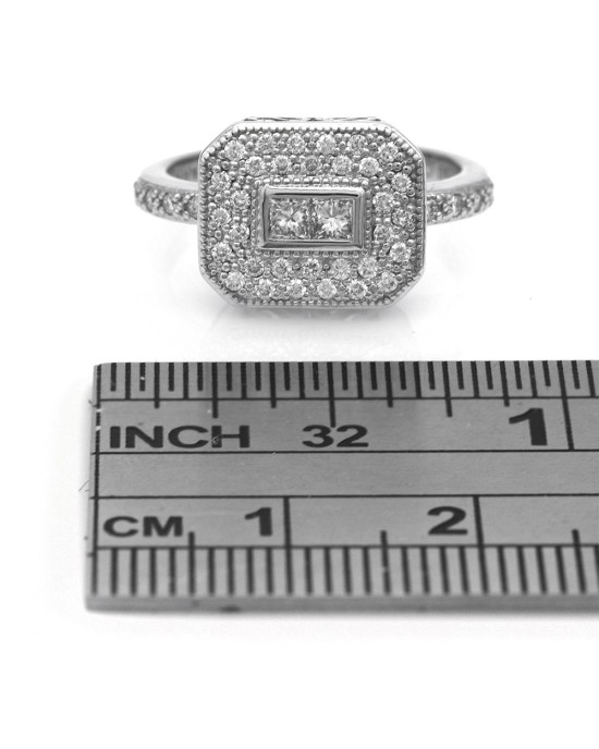 Charriol Princess and Round Diamond Octagon Shape Ring